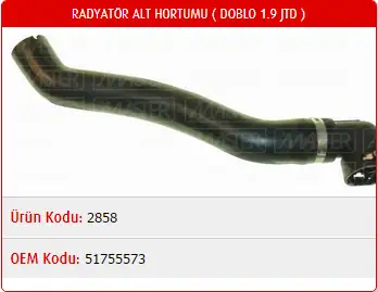 MASTER M2858 Radyatör Alt Hortumu 51755573