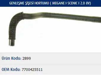 MASTER M2899 Yedek Su Deposu Hortumu 7700425511