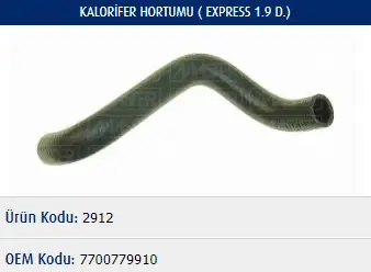 MASTER M2912 Kalorifer Hortumu 7700779910