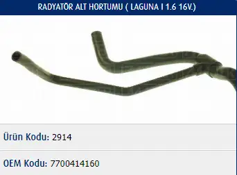 MASTER M2914 Radyatör Alt Hortumu 7700414160