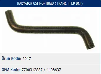 MASTER M2947 Radyatör Üst Hortumu 7700312887
