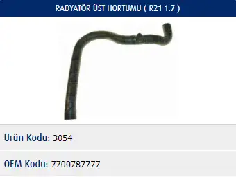 MASTER M3054 Radyatör Üst Hortumu 7700787777