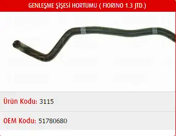 MASTER M3115 Yedek Su Deposu Hortumu 7700421739