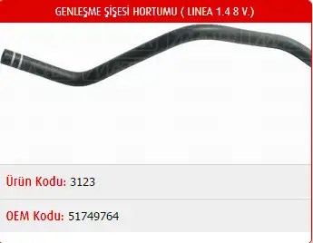 MASTER M3123 Yedek Su Deposu Hortumu 51749764