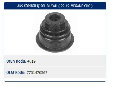 MASTER M4019 İç Aks Körüğü (Sol) 7701470567