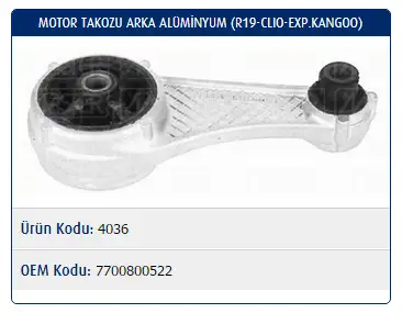 MASTER M4036 Motor Takozu (Arka) 7700800522