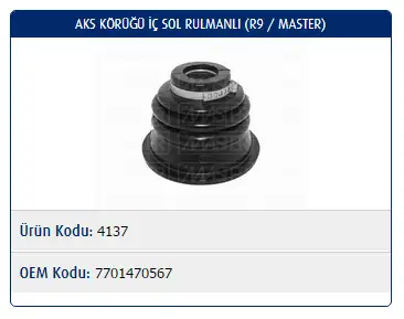 MASTER M4137 İç Aks Körüğü (Sol) 7701470567