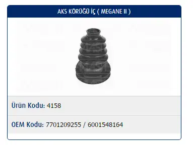 MASTER M4158 İç Aks Körüğü 7701209255