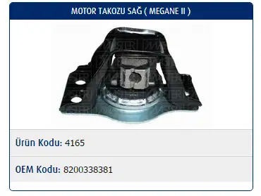 MASTER M4165 Motor Takozu (Sağ) 8200338381