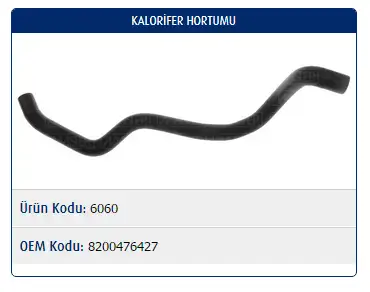 MASTER M6060 Kalorifer Hortumu 8200476427