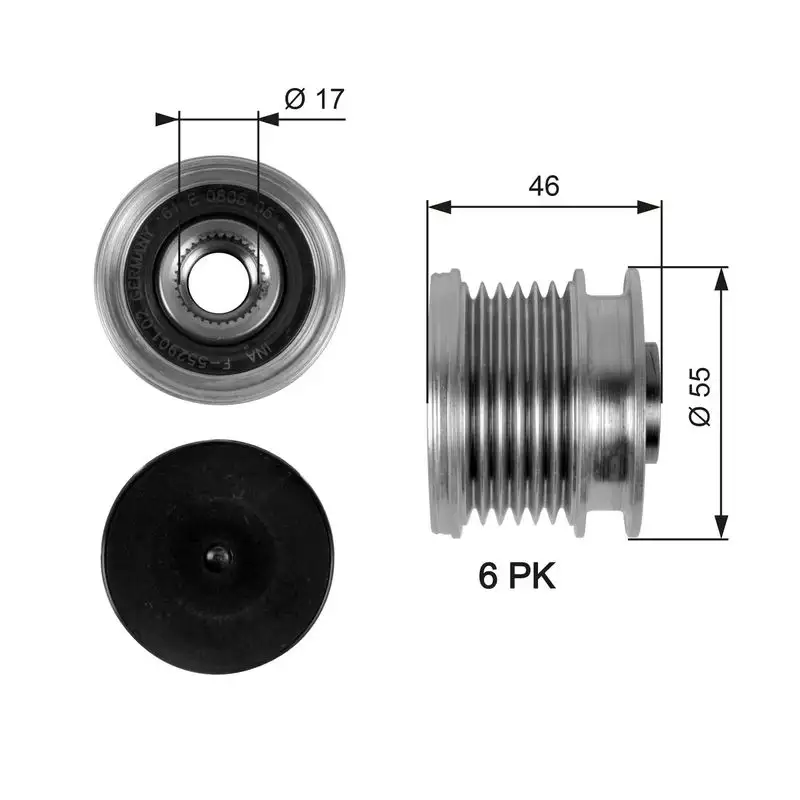 GATES OAP7092 Alternatör Kasnağı A6461550115