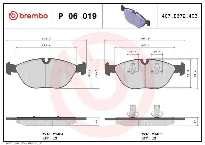 BREMBO P06019 Ön Fren Balatası