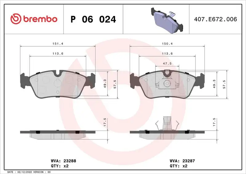 BREMBO P06024 Ön Fren Balatası