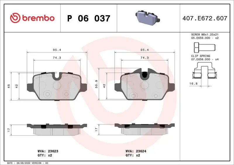 BREMBO P06037 Arka Fren Balatası