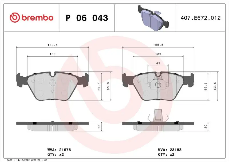 BREMBO P06043 Ön Fren Balatası