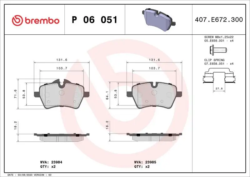 BREMBO P06051 Ön Fren Balatası 34112289147