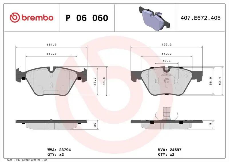 BREMBO P06060 Ön Fren Balatası