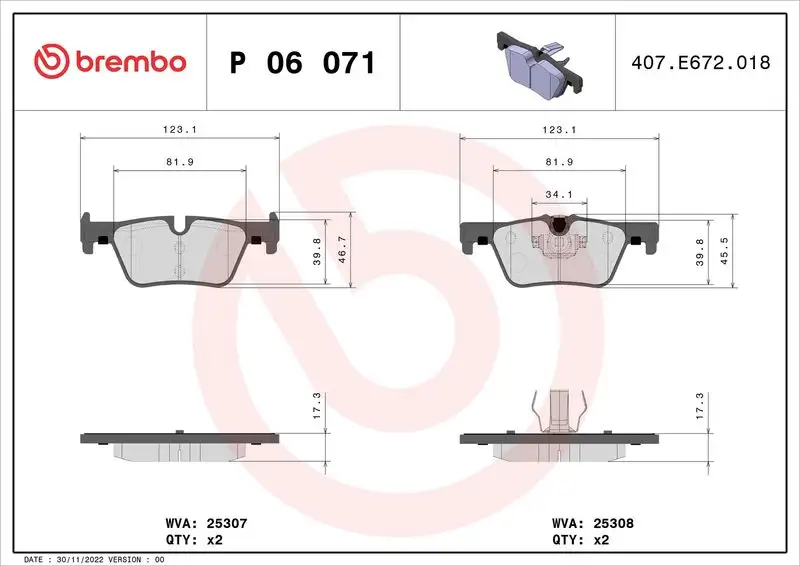 BREMBO P06071 Arka Fren Balatası