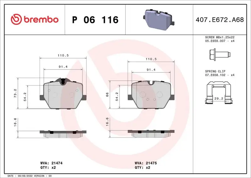BREMBO P06116 Arka Fren Balatası 34206888835