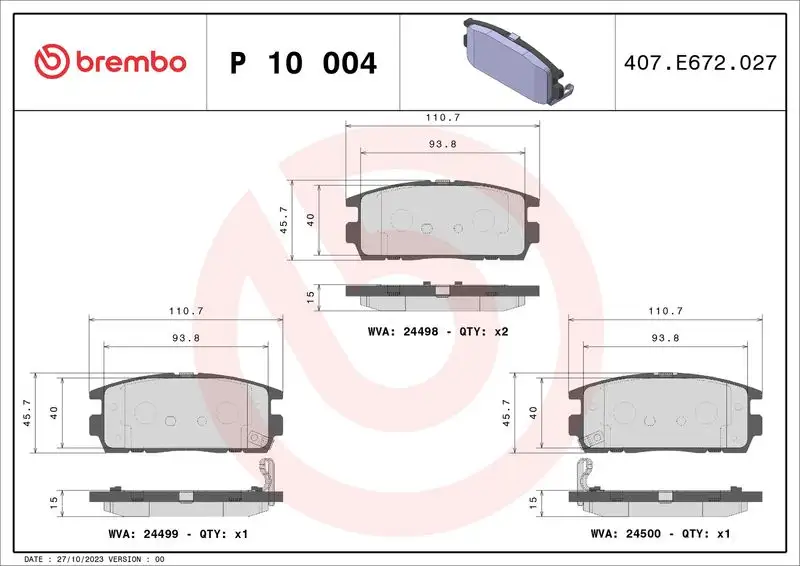 BREMBO P10004 Arka Fren Balatası