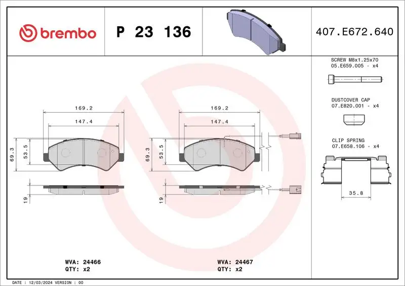 BREMBO P23136 Ön Fren Balatası