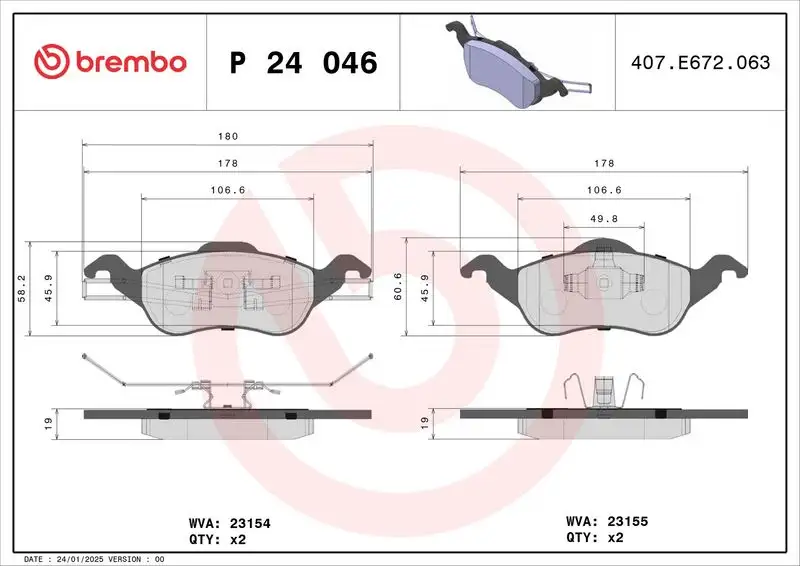 BREMBO P24046 Ön Fren Balatası