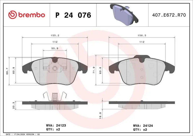 BREMBO P24076 Ön Fren Balatası