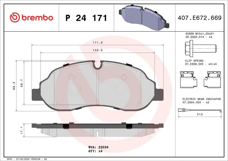 BREMBO P24171 Ön Fren Balatası