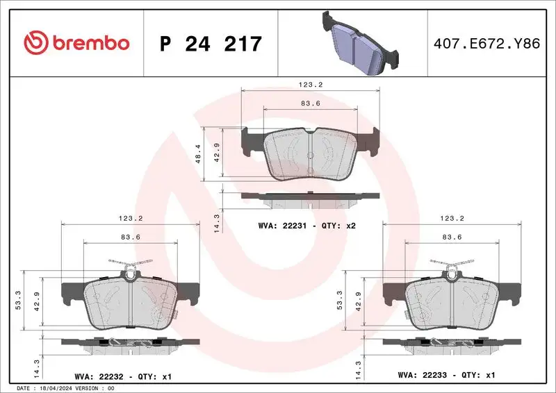 BREMBO P24217 Arka Fren Balatası