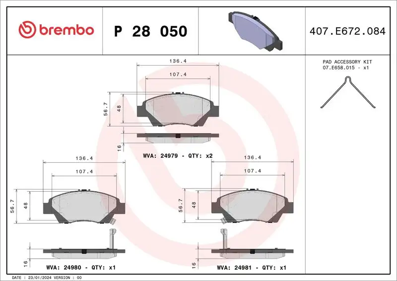 BREMBO P28050 Ön Fren Balatası