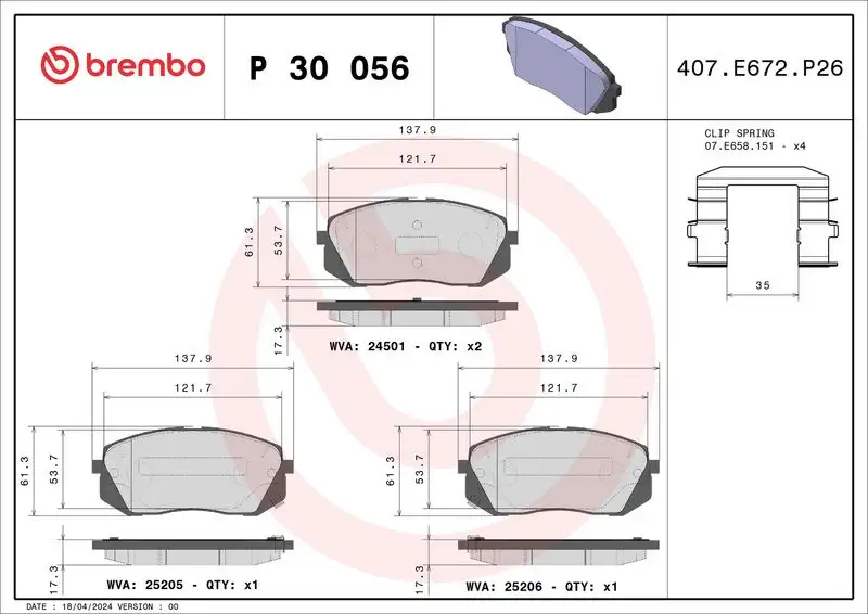 BREMBO P30056 Ön Fren Balatası