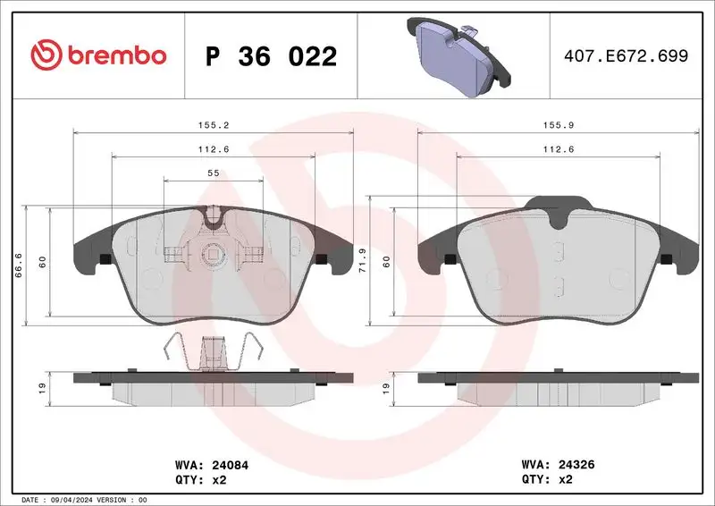 BREMBO P36022 Ön Fren Balatası