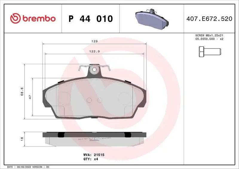 BREMBO P44010 Ön Fren Balatası SFP100360