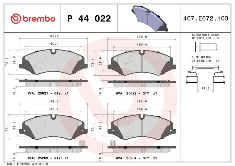 BREMBO P44022 Ön Fren Balatası