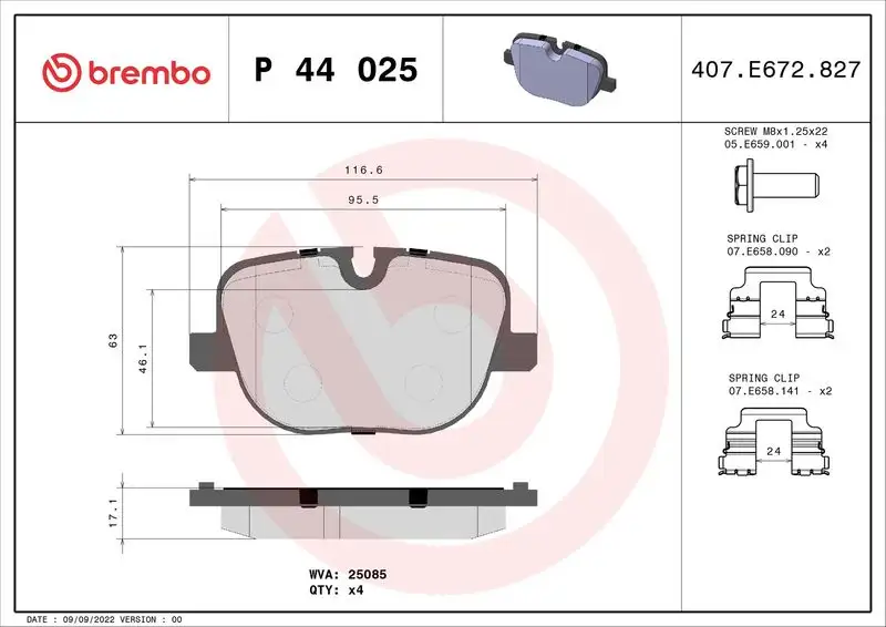 BREMBO P44025 Arka Fren Balatası LR025739
