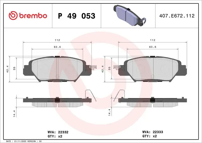 BREMBO P49053 Arka Fren Balatası