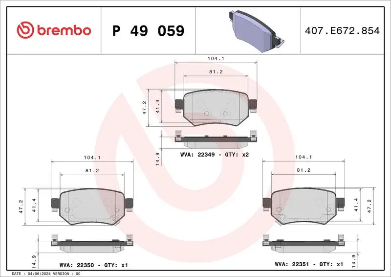 BREMBO P49059 Arka Fren Balatası