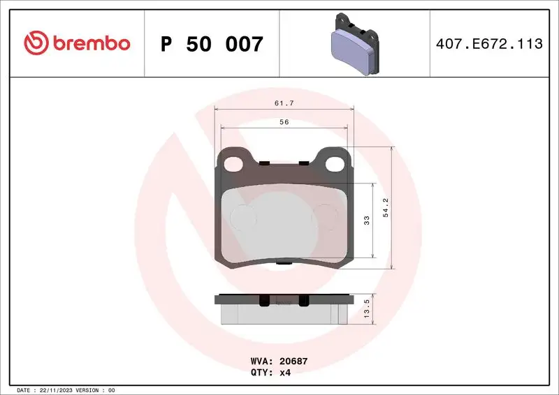 BREMBO P50007 Arka Fren Balatası