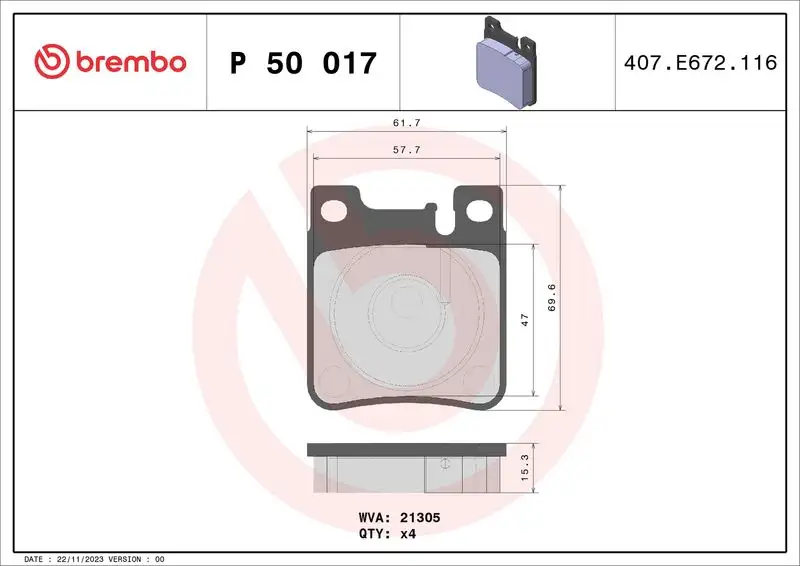 BREMBO P50017 Arka Fren Balatası