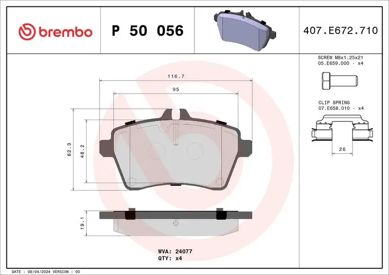 BREMBO P50056 Ön Fren Balatası