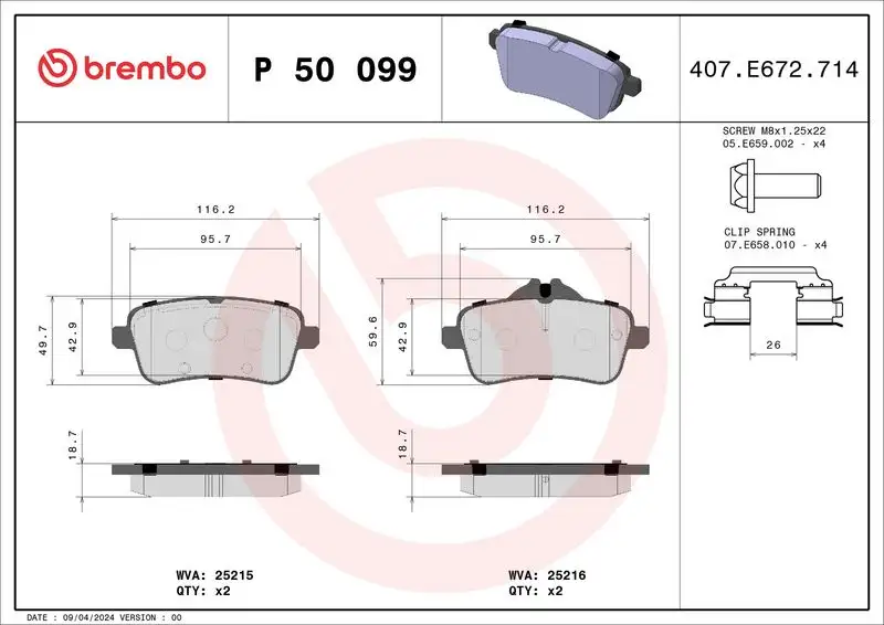 BREMBO P50099 Arka Fren Balatası