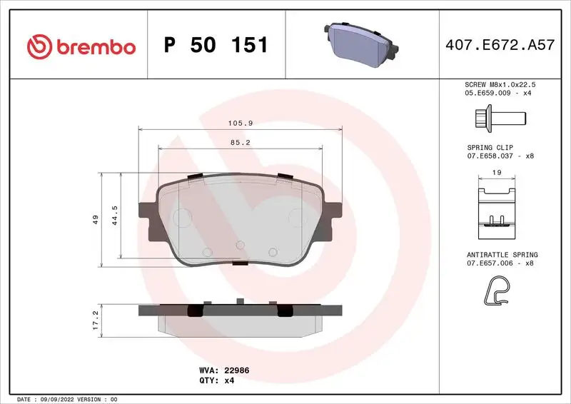 BREMBO P50151 Arka Fren Balatası
