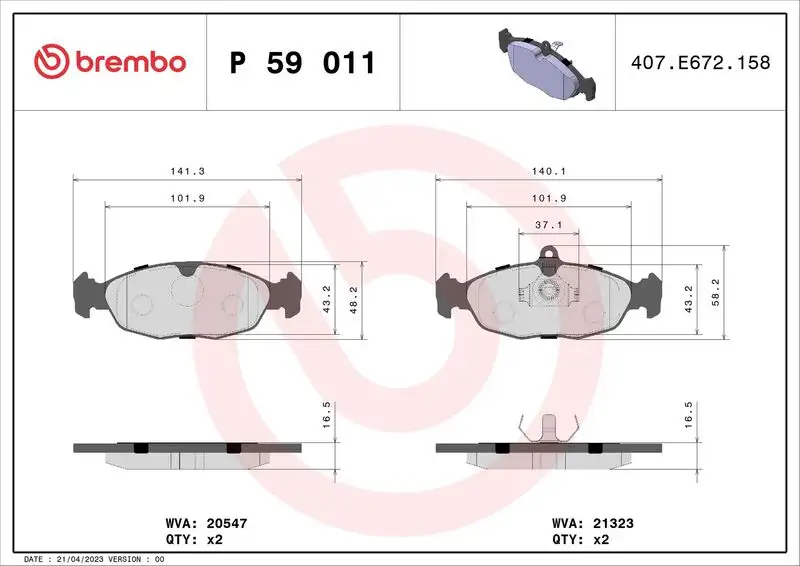 BREMBO P59011 Ön Fren Balatası