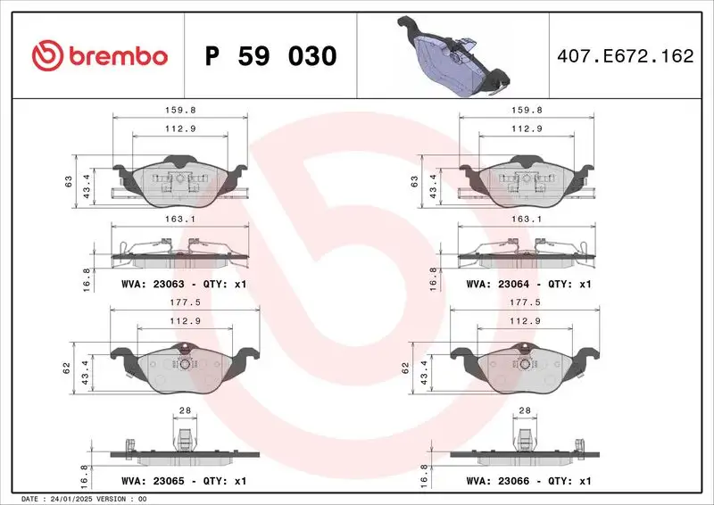 BREMBO P59030 Ön Fren Balatası