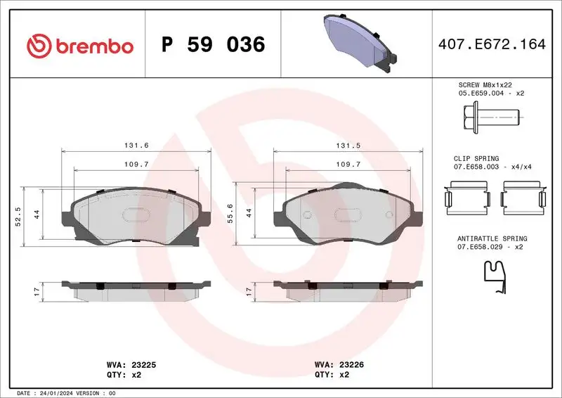 BREMBO P59036 Ön Fren Balatası