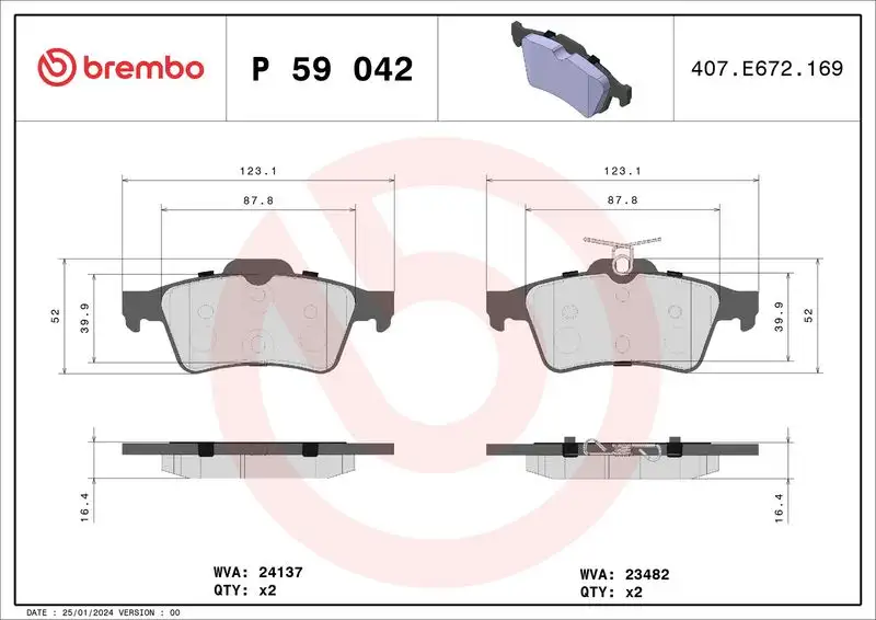 BREMBO P59042 Arka Fren Balatası