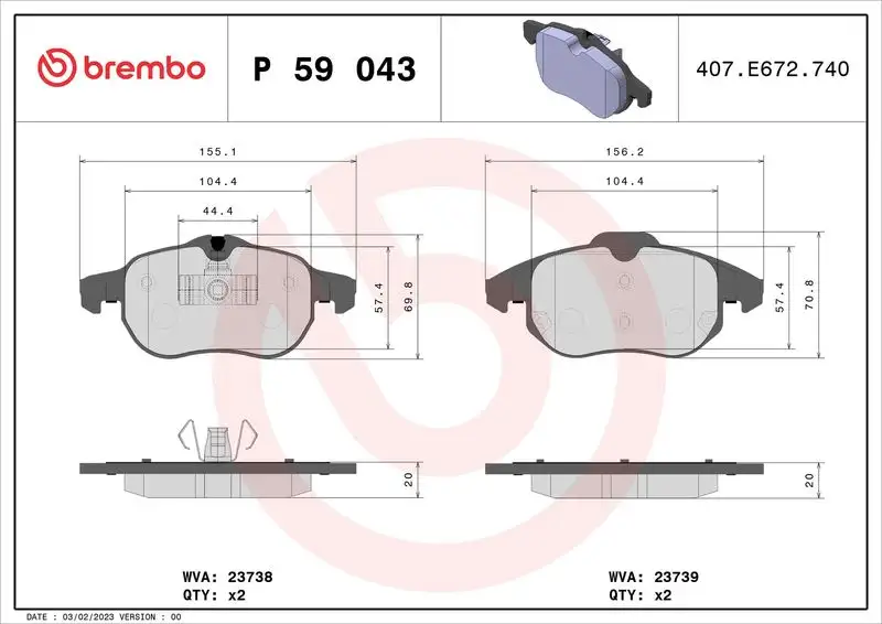 BREMBO P59043 Ön Fren Balatası