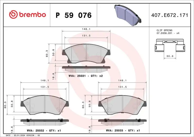 BREMBO P59076 Ön Fren Balatası