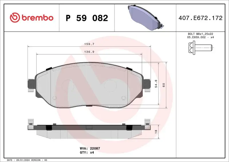 BREMBO P59082 Ön Fren Balatası