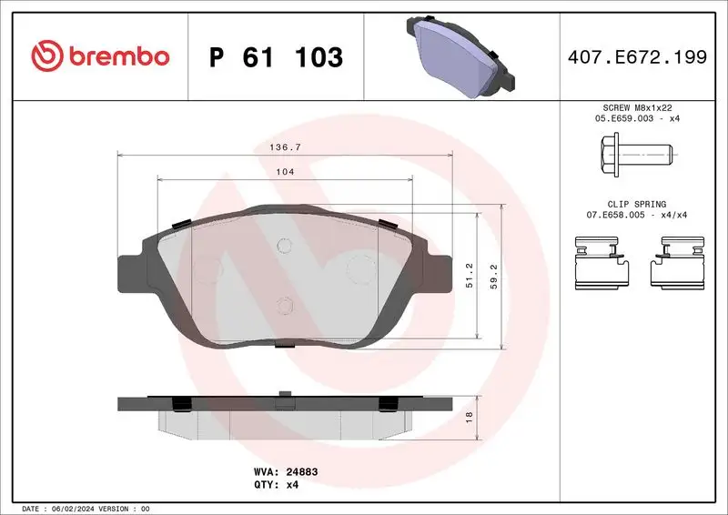 BREMBO P61103 Ön Fren Balatası